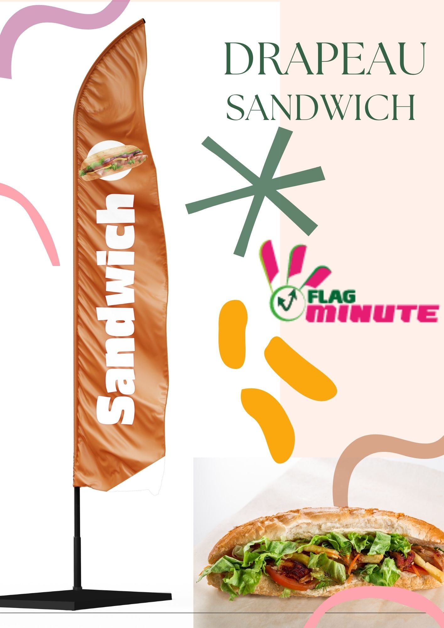 superbe drapeau publicitaire sandwich