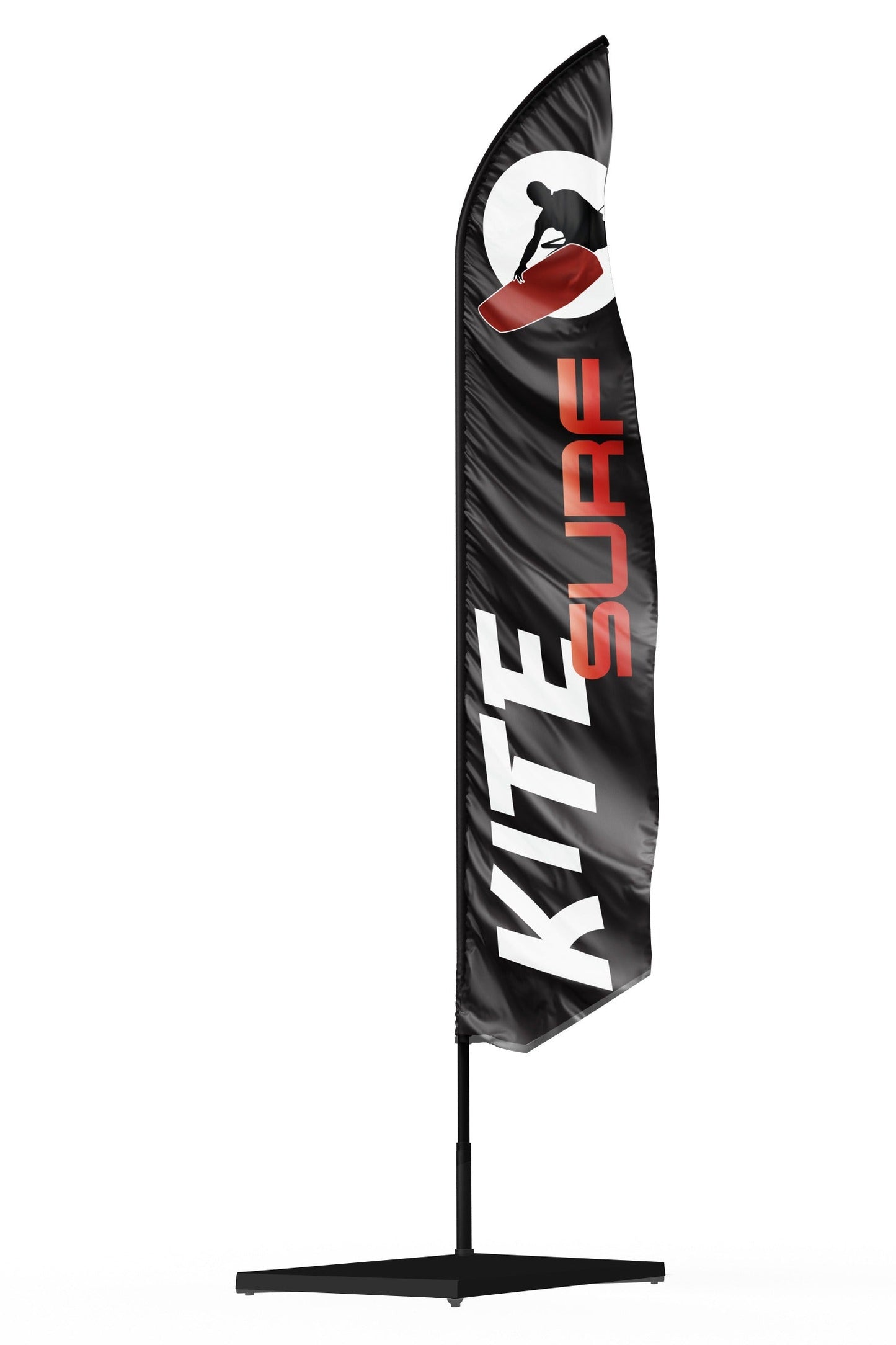Drapeau oriflamme publicitaire KITE SURF fond noir
