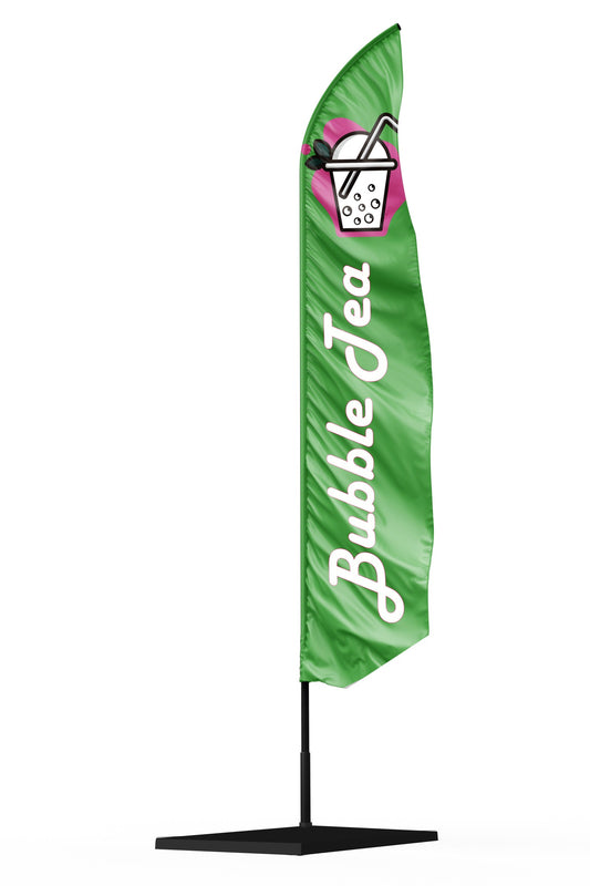 Drapeau oriflamme publicitaire BUBBLE TEA VERT