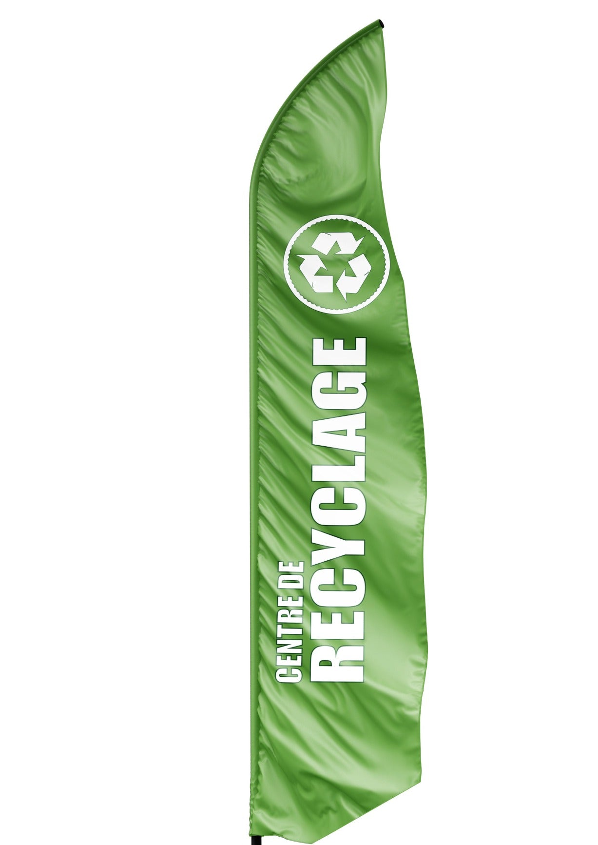 Voile seule Drapeau oriflamme CENTRE DE RECYCLAGE forme aile