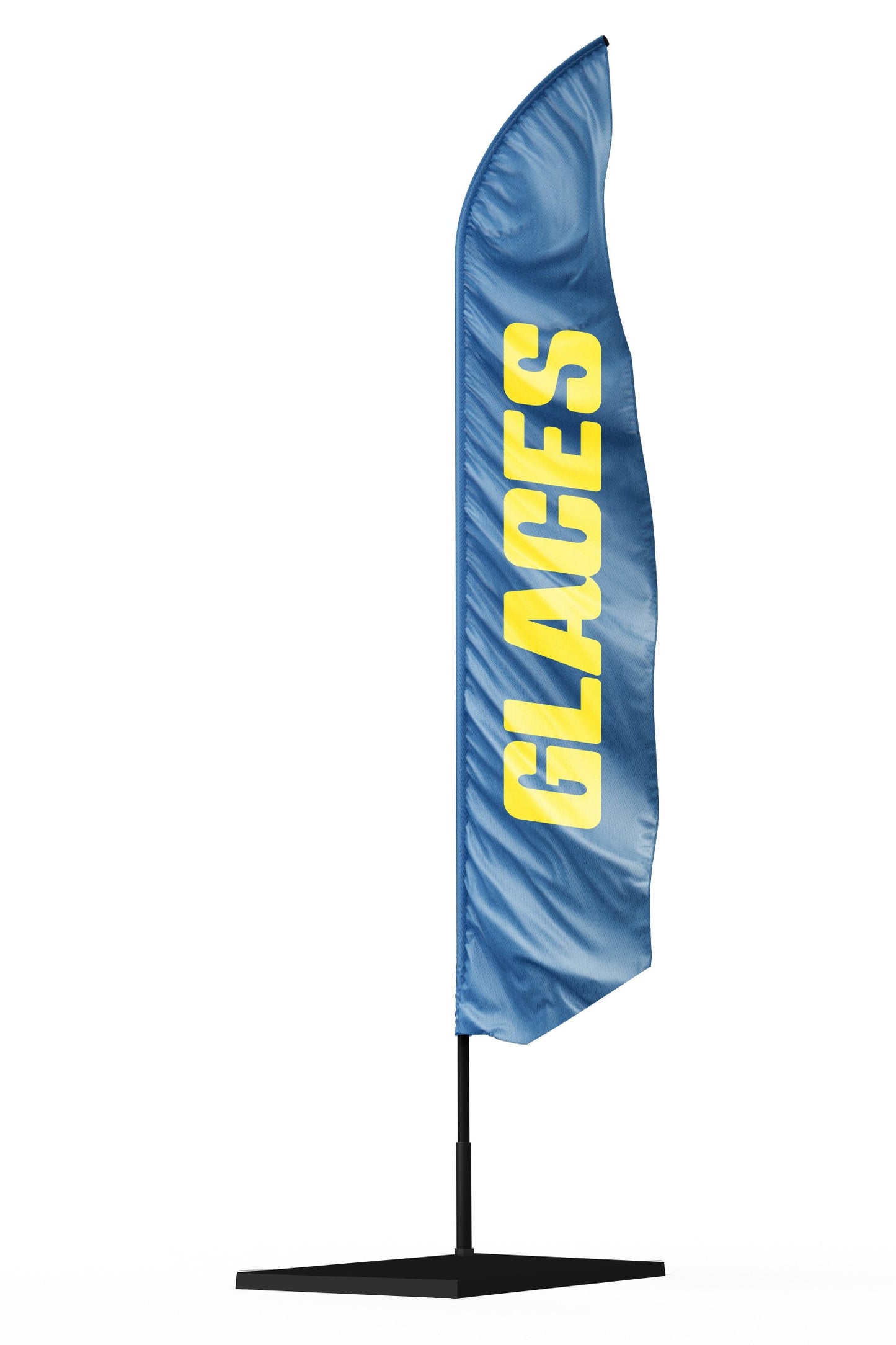 Drapeau oriflamme GLACES forme aile + mat + socle