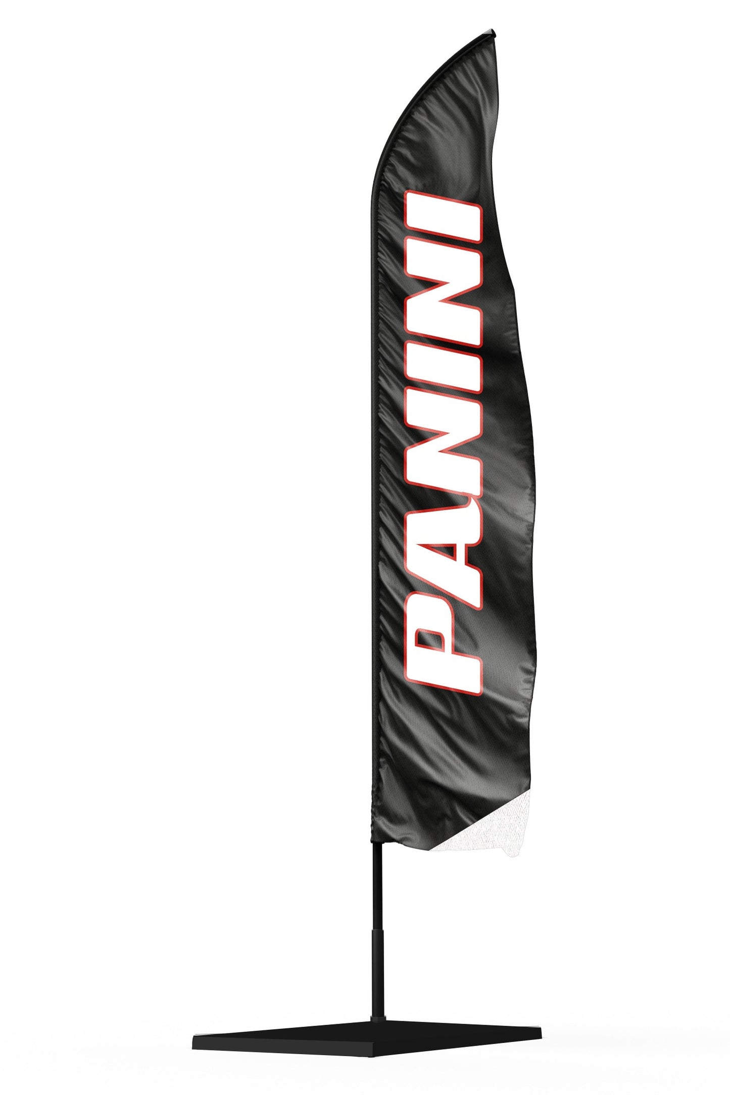 Drapeau oriflamme publicitaire PANINI fond noir