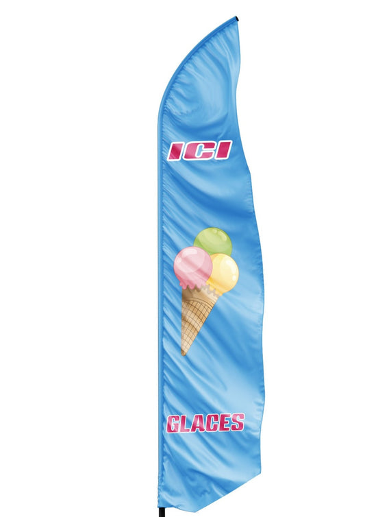 Voile seule pour drapeau oriflamme publicitaire glaces ici