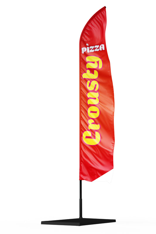 Oriflamme Publicitaire "CROUSTY PIZZA" Signalétique Trendy pour la Street Food