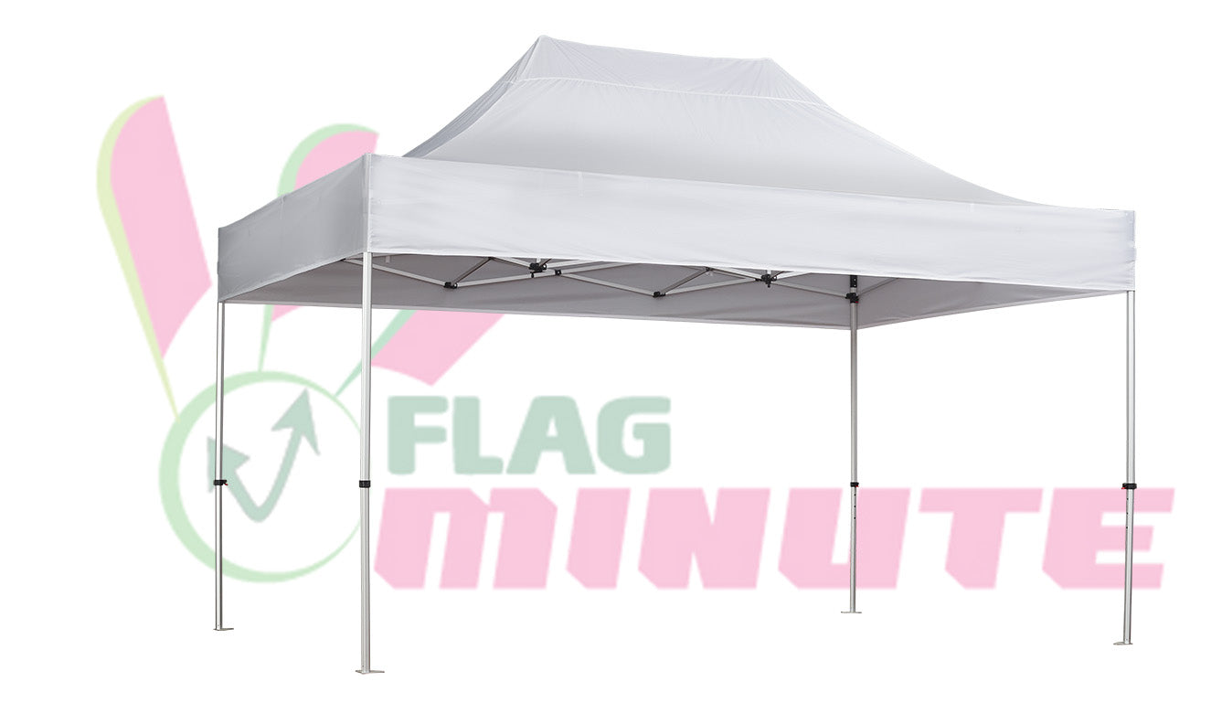 Barnum pliable 3x4.5m de Flag Minute, parfait pour les foires et salons. Toile résistante et structure en métal pour une installation rapide et une grande stabilité