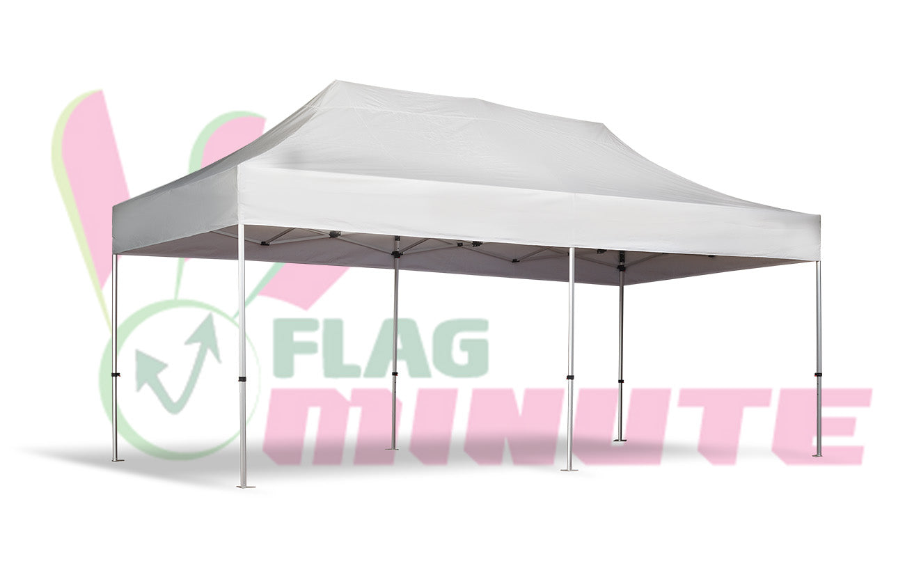 Tente pliable 3x6m de Flag Minute, idéale pour les grands événements. Structure solide et toile imperméable pour une utilisation en extérieur.