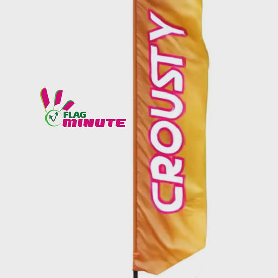 Drapeau Crousty Flag Minute pour restaurant et plat street food tendance