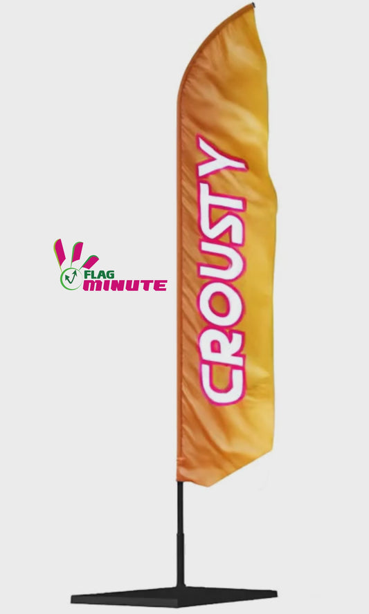 Drapeau Crousty Flag Minute pour restaurant et plat street food tendance