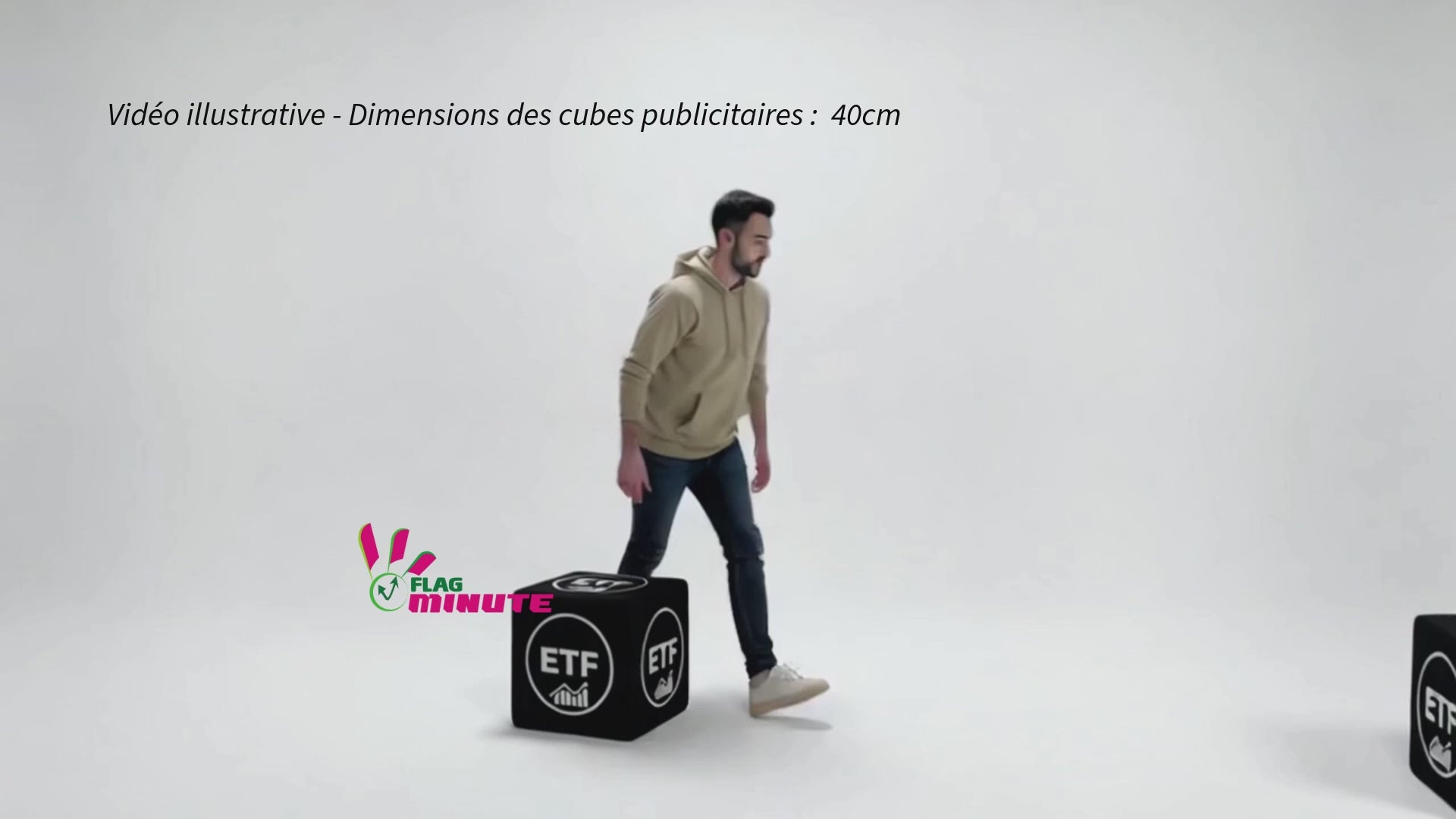 Vidéo illustratives de cubes publicitaires flag minute 