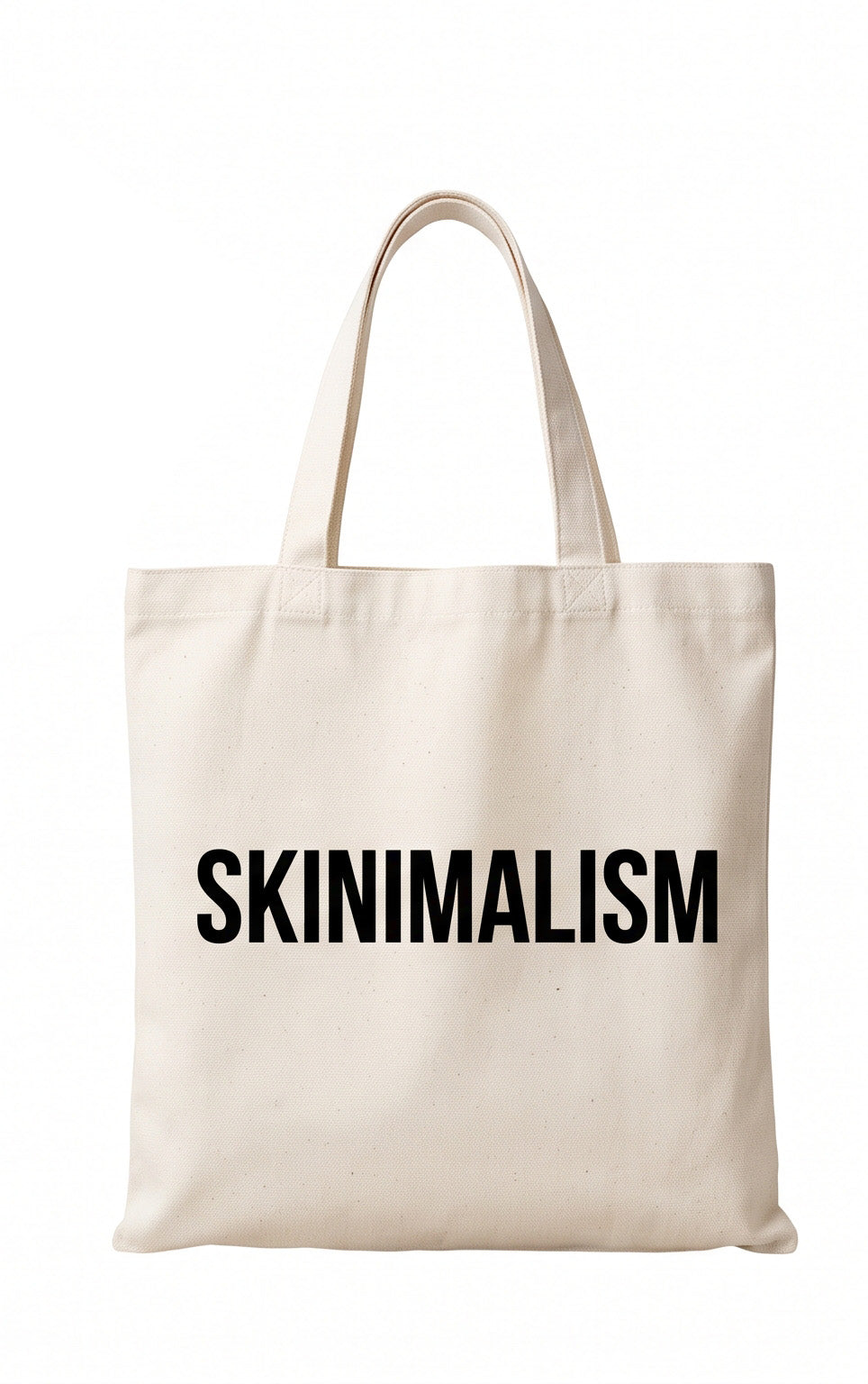 tote bag tendance blanc avec une insccription large skinimalism en majuscule